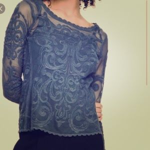 💙 EXPRESS Blue Lacy Top Size M